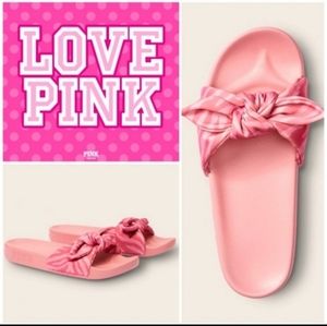 NWT VS PINK Satin Bow Slides